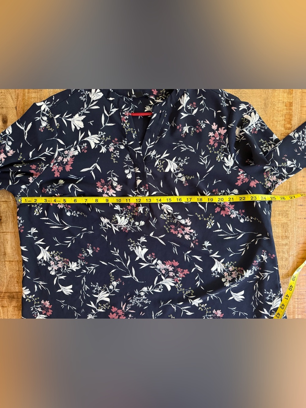 Hilary Radley Navy Floral Long Sleeve Blouse Top Size XXL Plus Size Career Casua - Picture 10 of 10